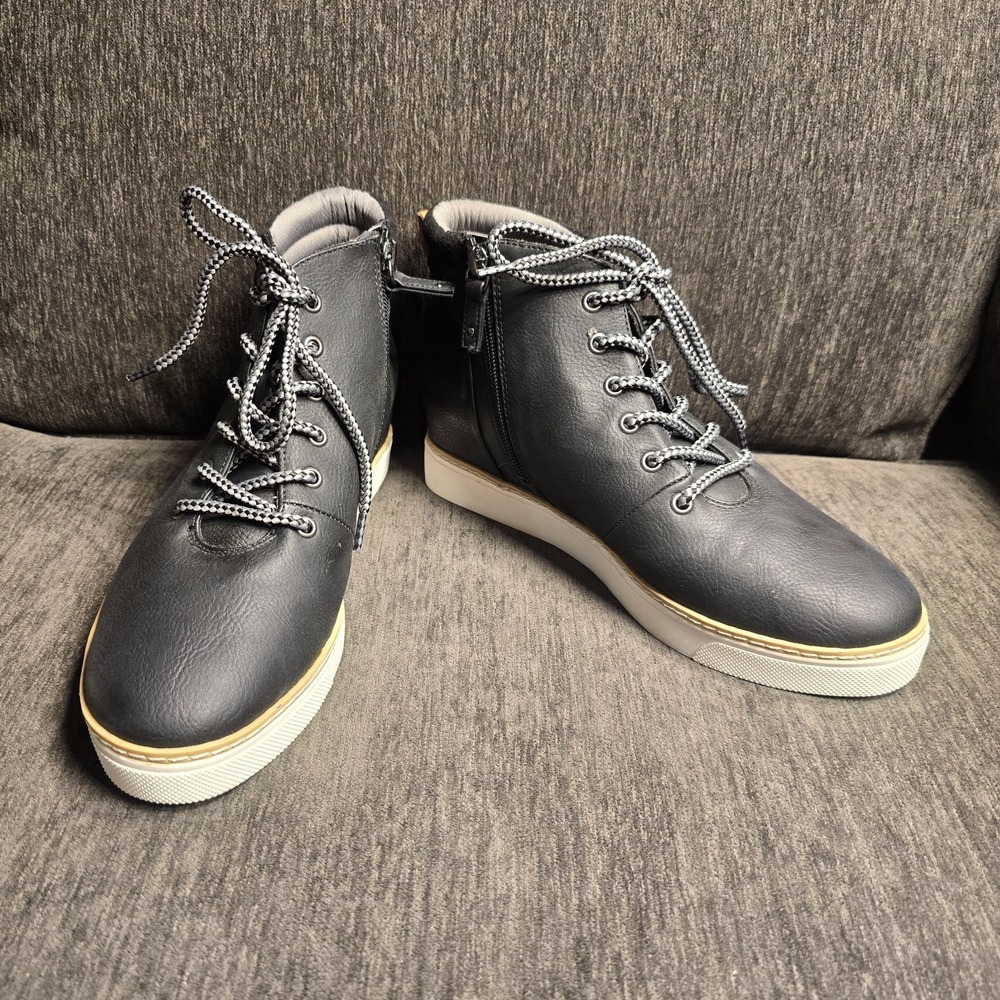 DR SCHOLLS Womens Black Cushioned Into Groove Round Toe Zip-Up Booties 8.5 M